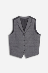 GILET FANTASIA QUADRI GRIGIO
